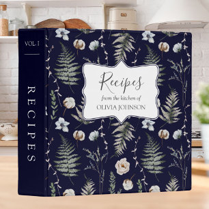 Forest Leaves Floral Botanical Recipe Cookbook Binder