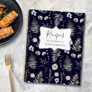 Forest Leaves Floral Botanical Recipe Cookbook Notebook