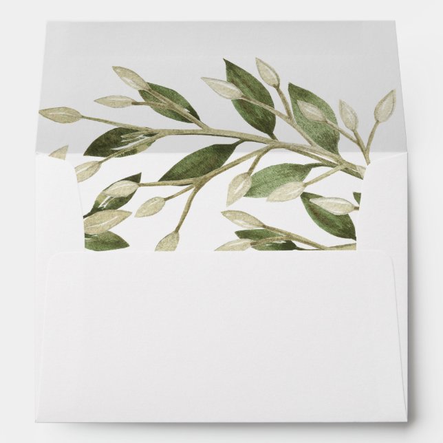 Forest Leaves Greenery, Wedding Envelope (Back (Bottom))