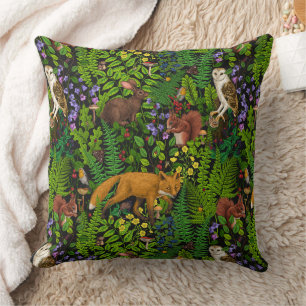 Forest life throw pillow