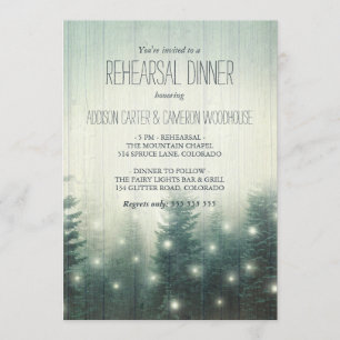 Forest Lights   Rustic Rehearsal Dinner Invitation