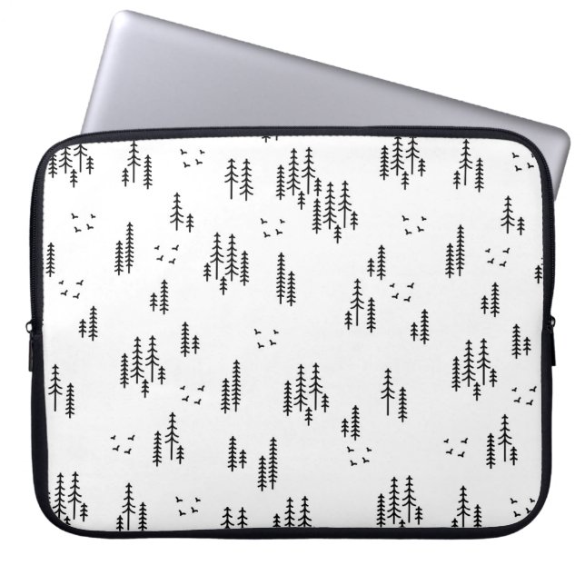 Forest Line Art Pattern Laptop Sleeve (Front)