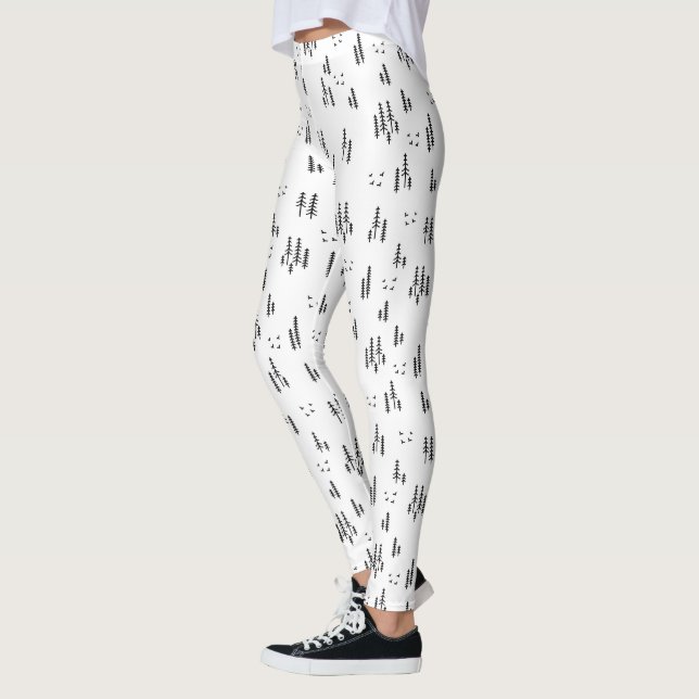 Forest Line Art Pattern Leggings (Left)
