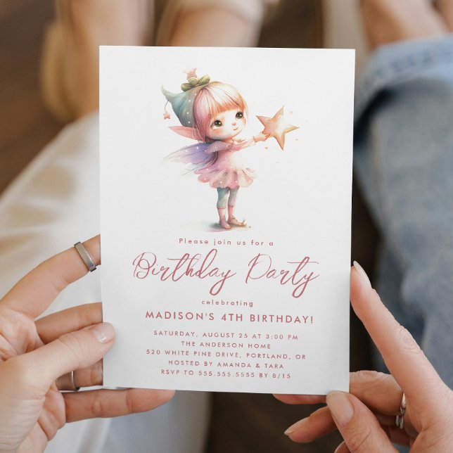 Forest Little Fairy Pink Birthday Party  Invitation (Creator Uploaded)