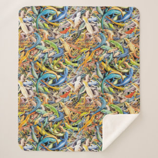 forest lizard clump sherpa blanket