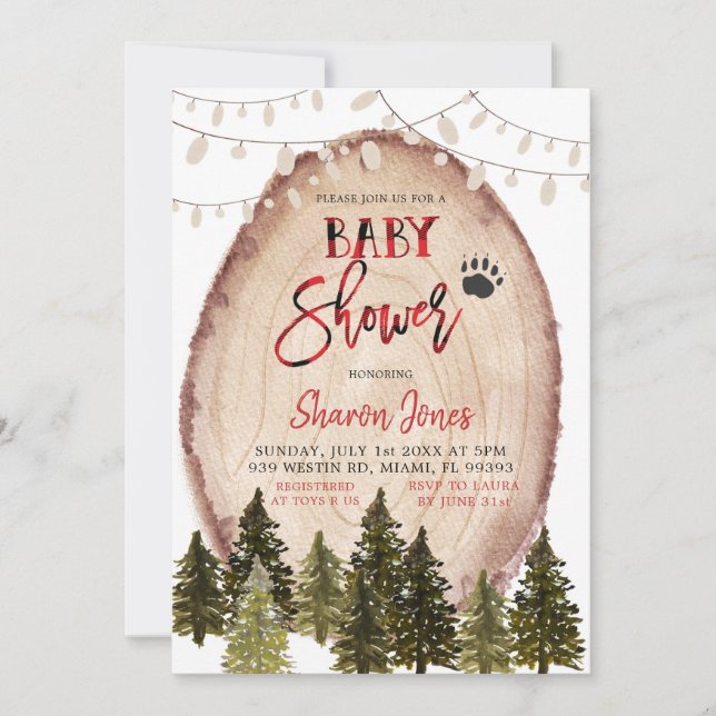 Forest Lumberjack Baby Shower Invitation (Front)