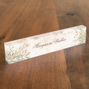 Forest Magic Floral Personalized Desk Nameplate