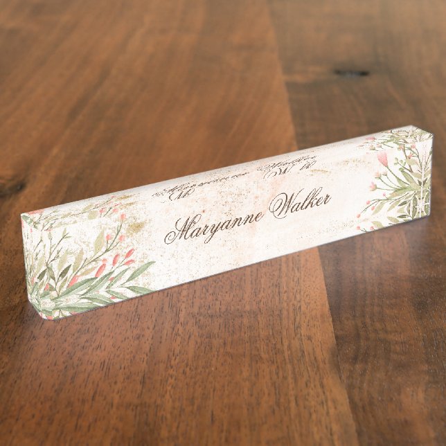 Forest Magic Floral Personalized Desk Nameplate (Side)