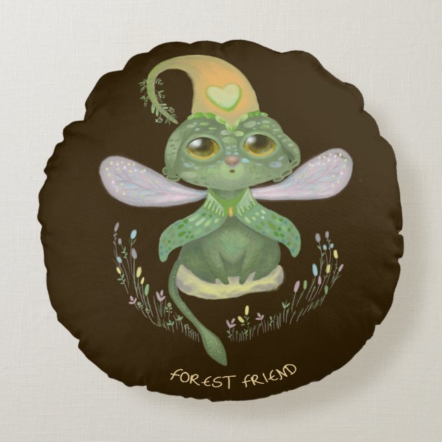 Forest  magical animal  round pillow (Front)