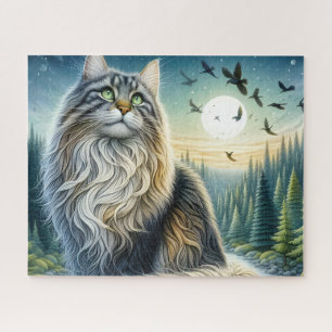 Forest Maine Coon Cat Jigsaw Puzzle