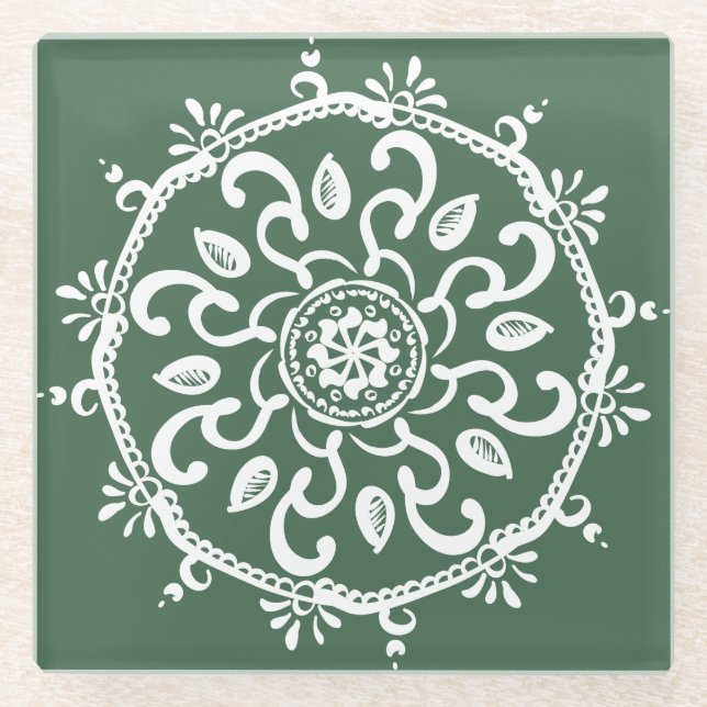 Forest Mandala Glass Coaster (Front)