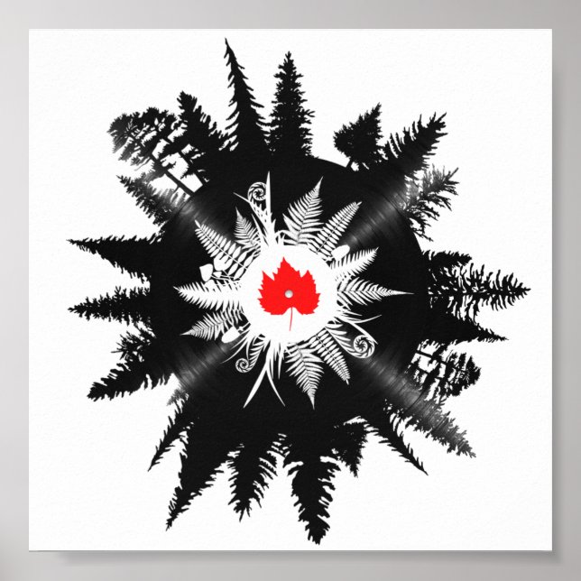 Forest Maple Plant Leaf Vinyl Records Tree Poster (Front)