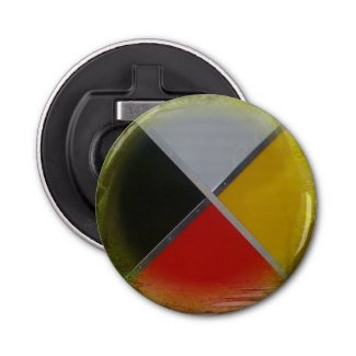 Forest Medicine Wheel Button Round Bottle Opener