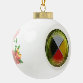 Forest Medicine Wheel Ceramic Ball Ornament