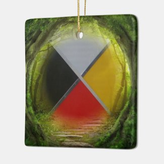 Forest Medicine Wheel Ceramic Square Ornament