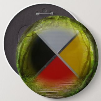 Forest Medicine Wheel Colossal Button