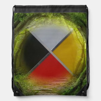 Forest Medicine Wheel Drawstring Backpack