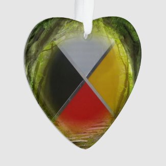 Forest Medicine Wheel Heart Acrylic Ornament