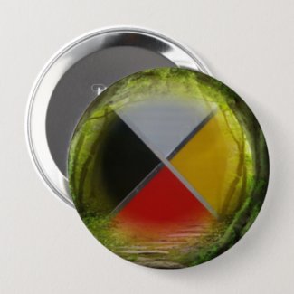 Forest Medicine Wheel Huge Round Button