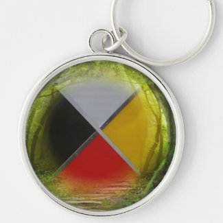 Forest Medicine Wheel Large Button Keychain