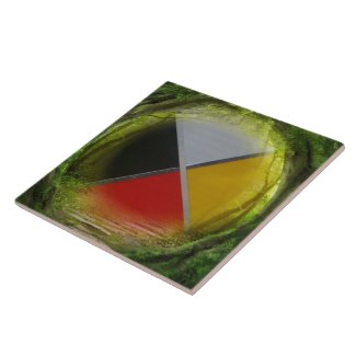 Forest Medicine Wheel Large Ceramic Tile