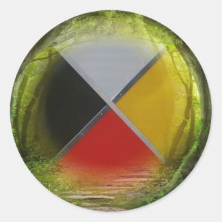 Forest Medicine Wheel Large Round Sticker