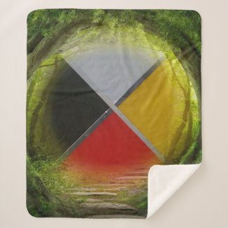 Forest Medicine Wheel Medium Sherpa Blanket