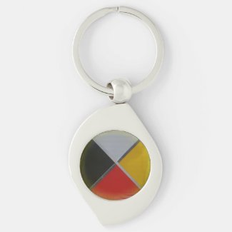 Forest Medicine Wheel Metal Keychain