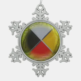 Forest Medicine Wheel Pewter Snowflake Ornament