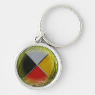 Forest Medicine Wheel Premium Round Keychain