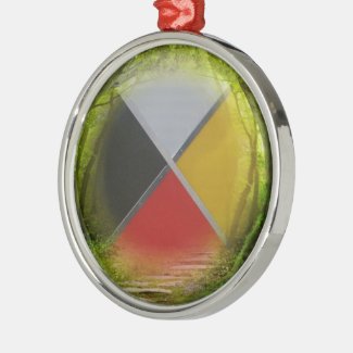 Forest Medicine Wheel Premium Round Ornament