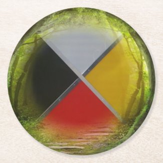 Forest Medicine Wheel Round Paper Coaster