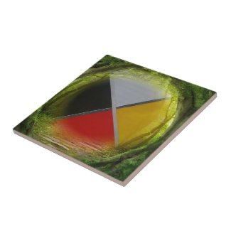 Forest Medicine Wheel Small Ceramic Tile