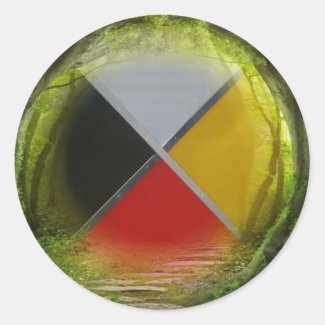 Forest Medicine Wheel Small Round Sticker