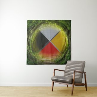 Forest Medicine Wheel Square Tapestry