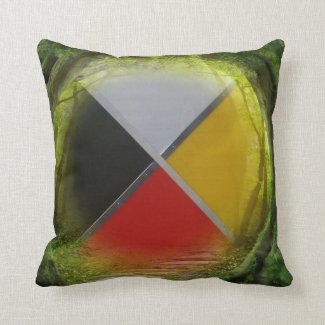 Forest Medicine Wheel Throw Pillow