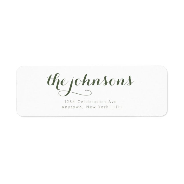 Forest Minimalist Script Return Address Label (Front)