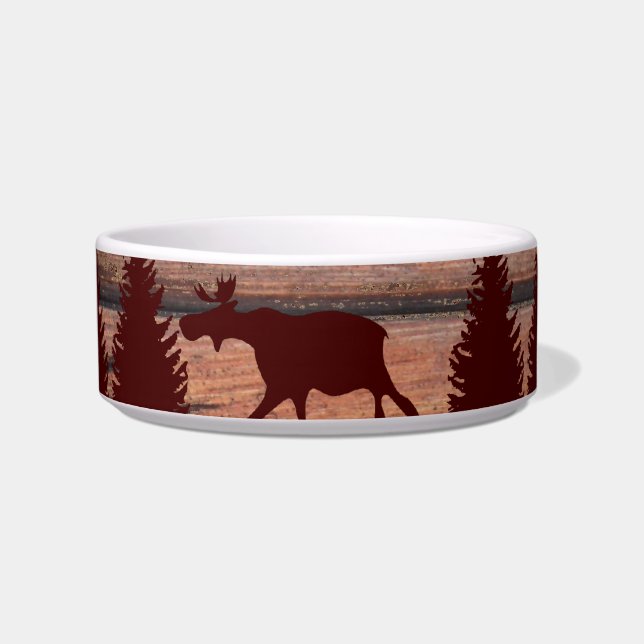 Forest Moose Wolf Wilderness Mountain Cabin Rustic Bowl (Front)