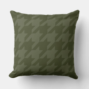Forest Moss Houndstooth Throw Pillow