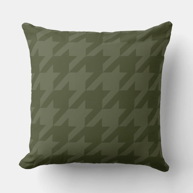Forest Moss Houndstooth Throw Pillow (Front)