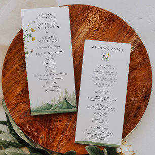 Forest Mountain Boho Wildflower Rustic Wedding Program