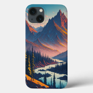 Forest Mountain Horizon With Sunrise iPhone 13 Case