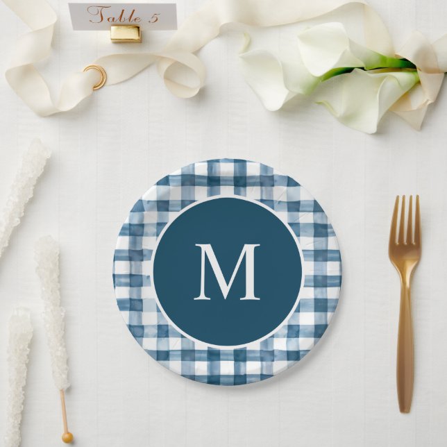 Forest Mountain Rustic Adventure Monogrammed  Paper Plate (Wedding)
