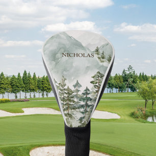 Forest Mountain Watercolor Landscape Golf Head Cover