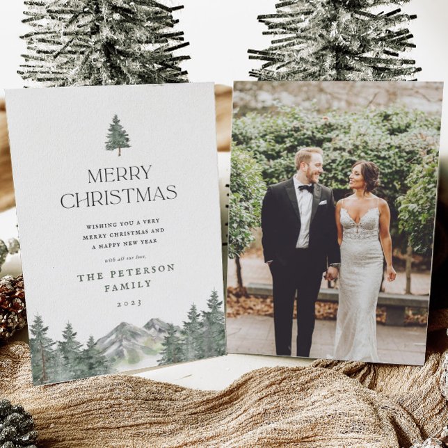 Forest Mountain Winter Merry Christmas Photo Invitation (Creator Uploaded)