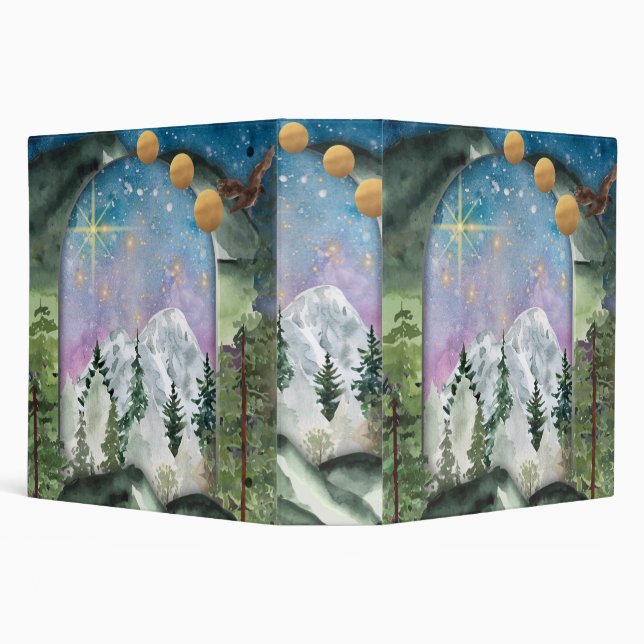Forest & Mountains Night Sky with Stars  Binder (Background)