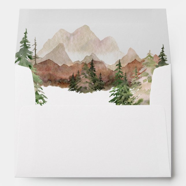 Forest Mountains Rustic Wedding Envelope (Back (Bottom))