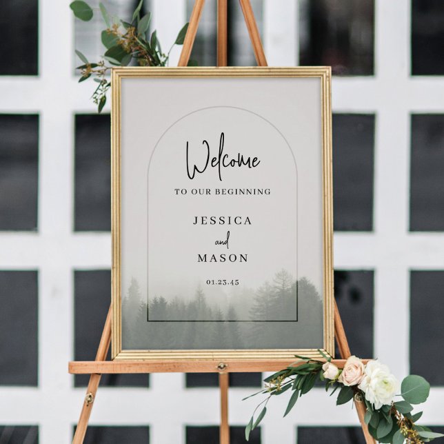 Forest Mountains Woods Pine Mariage Affiche de bie (Créateur téléchargé)