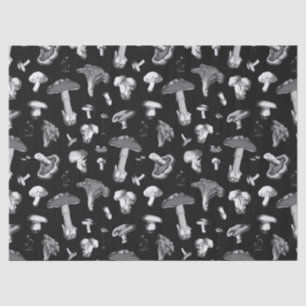 Forest Mushroom Pattern Dark Grey Tissue Paper