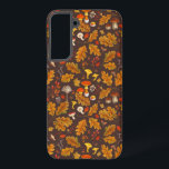 Forest mushrooms and autumn flora on brown samsung galaxy case<br><div class="desc">Hand-painted wild mushrooms, autumn leaves and berries</div>